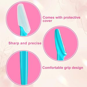 Lot de 12 rasoirs à sourcils et rasoirs multi-usages <span class=keywords><strong>pour</strong></span> le visage, <span class=keywords><strong>pour</strong></span> femmes et hommes, outils d'épilation faciale avec couvercle de protection - Product Image 2
