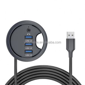 ฮับเดสก์ท็อปสำนักงานพร้อมพอร์ต USB 3 พอร์ต รองรับพอร์ตเสียงหูฟังสำหรับแท่นเชื่อมต่อคอมพิวเตอร์ USB3.0 HUB - Product Image 6