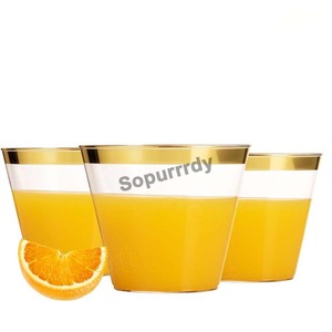 Vasos <span class=keywords><strong>de</strong></span> Plástico Transparente con Logotipo Personalizado Dorado <span class=keywords><strong>de</strong></span> 1 Línea, 9 Onzas - Vasos Desechables Elegantes con Ribete para Fiestas <span class=keywords><strong>de</strong></span> Bodas - Vasos <span class=keywords><strong>de</strong></span> Boda Elegantes - Product Image 6