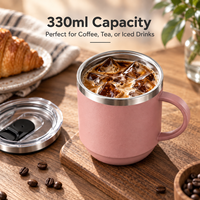 Mug isotherme portable en acier inoxydable à double paroi de 12 oz avec couvercle et poignée, personnalisable avec logo, pour café chaud et froid, idéal pour les voyages