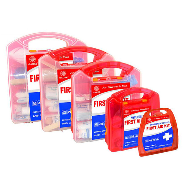 Gauke Multipurpose First Aid Kit, Clear Plastic Box with Handle & Visual Storage, ANSI/OSHA Compliant