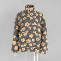 Vente en gros de sweat-shirts à capuche pour femmes, de haute qualité, avec fermeture éclair 1/4, motif floral d'hiver, en polaire sherpa chaude