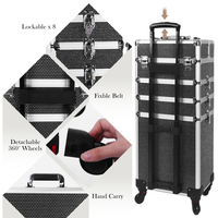 Valise de maquillage à roulettes, grande capacité, 4 en 1, valise de voyage pour le maquillage
