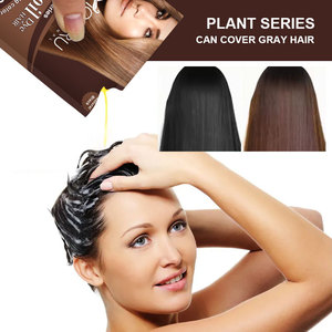 Vente en gros MOKERU Sachet d'huile d'argan 25ml shampooing de coloration permanente teinture capillaire shampooing noir pour femmes hommes couverture grise 100% - Product Image 4