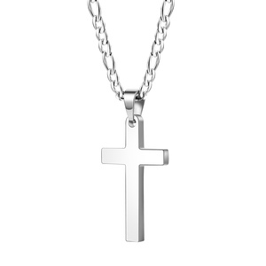 Silber Schwarz Gold Edelstahl <span class=keywords><strong>Plain</strong></span> Cross Anhänger Halskette für Männer American Flag Cross Halskette Box Chain mit Bibel vers - Product Image 2