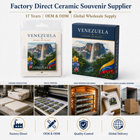 Aimant de réfrigérateur en céramique souvenir du Venezuela, motif Chute d'eau d'Ange, drapeau national et orchidée, impression artistique, personnalisable OEM ODM, vente en gros