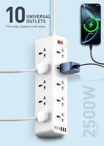 Enchufe de Pared Universal, Nuevo Enchufe Múltiple con Puertos de Carga USB PD, Extensión de 10 Tomas - Product Image 2