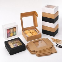 Boîte carrée en papier kraft avec fenêtre transparente, boîte à clapet pour pâtisserie, biscuits, savon artisanal, emballage de bijoux, vente en gros