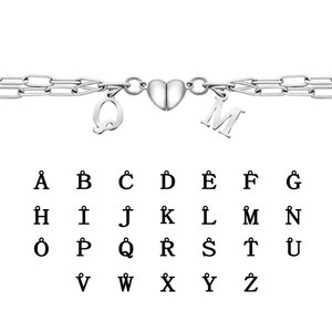 Custom Initial 316L Stainless Steel Women's Fashion Bracelet & <b>Bangles</b> Paperclip Bf And Gf Bracelet Magnetic Heart <b>for</b> Women <b>Men</b> - Product Image 4