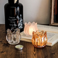 Bocaux à bougies vides en forme de tulipe ambre en gros pour la décoration intérieure, les fêtes, les mariages et les anniversaires