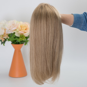 Peluca de Cabello Humano 100% Hecha a Mano, Rubio Ceniza Balayage, Frente de Encaje con Parte Superior de Monofilamento, 12 Pulgadas, Doble Trama, Larga y Lisa - Product Image 5