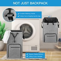 Sac à dos de lavage portable avec bretelles, panier à linge extra large et robuste 2-en-1