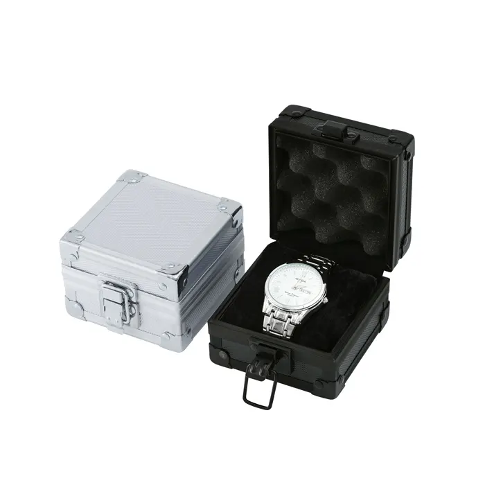 Petite mini boîte de montre en aluminium et bois Boîtier de montre unique