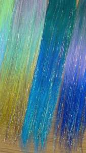 Peluca de Cabello Europeo Remy con Trenzas Grandes de Hilo Dorado y Plateado Africano, Ondulado, Doble Trama a Máquina, 100g, con Hilo Láser y Banda Elástica - Product Image 6