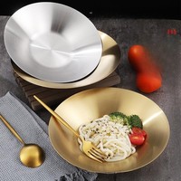 Geborsteld RVS Kegelvormige Schaal Vijf Maten Uitlopende Brede Rand Pasta Salade IJs Fruit Serveerschaal Aangepaste Logo voor Restaurant