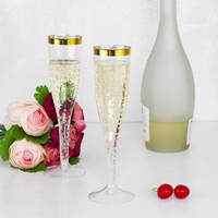 Fabricante chino de toda venta de plástico de plata de Rim desechables Champagne Vino flautas para las partes boda tostado