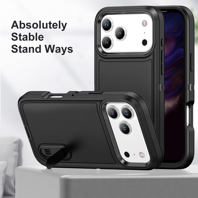 2025 Dual Layer Strong Protective Case for iPhone 17 16 15 14 Plus 13 12 11 Pro Max 16E Shockproof Heavy Rugged Kickstand Cover