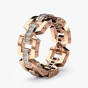 Anello da uomo in rame con zirconi intarsiati, elegante gioiello da mano per cerimonie e uso quotidiano - Product Image 2