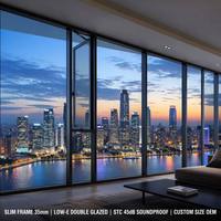 Ventana Abatible de Aluminio de Piso a Techo con Doble Acristalamiento Bajo Emisivo y Relleno de Argón, Diseño Panorámico con Rotura de Puente Térmico