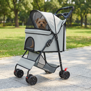Poussette pliable de luxe légère et réglable à 4 roues <span class=keywords><strong>pour</strong></span> animaux de compagnie (chats et chiens), approuvée par les compagnies aériennes, <span class=keywords><strong>chariot</strong></span> de voyage étanche - Product Image 1