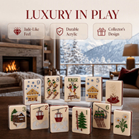 Ensemble de Mahjong américain illustré de luxe pour chalet de ski d'hiver, tuiles de Mahjong en acrylique gravées sur mesure, jeu de société cadeau de vacances, 160 tuiles