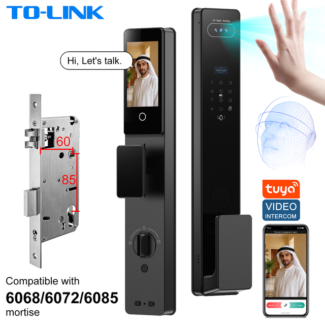 Tolink Automatic Palm Vein Face Recognition Smart Lock Door Zigbee 4200 MAh Lithium Battery Digital Smart Lock for Main Door