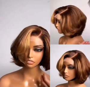 Wholesale Brazilian Short for <b>Cut</b> Straight 13x4 for Lace Front Human <b>Wigs</b> Transparent Virgin Hair 250% Density Bangs Black - Product Image 2