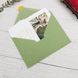 Suite d'invitations de mariage en papier coton déchiré à la main, impression typographique personnalisée en relief pour invitations, anniversaires d'adultes, fêtes de Quinceañera - Product Image 1