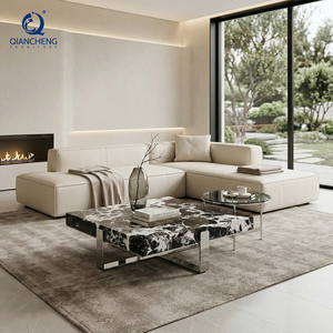 Foshan Hotel Project, sofá de mármol de piedra Natural maciza, juego de mesa de centro para apartamento, muebles de sala de estar personalizados de alta calidad - Product Image 1