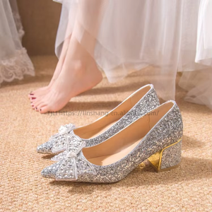 New Luxury Rhinestone Wedding High Heels for Women - Stiletto Bridesmaid Party Shoes Factory Wholesale - Product Image 3