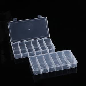 Caja de almacenamiento de plástico transparente rectangular con 6 compartimentos para piezas de joyería, contenedor de almacenamiento de escritorio para organizar el hardware, 21x11x3,3 cm - Product Image 4