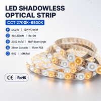Bande lumineuse LED linéaire CCT réglable DC24V, large faisceau, bande LED SMD2835, 160 degrés, CRI élevé, éclairage sans ombre