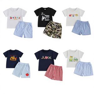 ชุดเสื้อยืดและกางเกงขาสั้นผ้าฝ้ายสำหรับเด็กแบบยูนิเซ็กซ์ ฤดูร้อน ชุด 2 ชิ้น พร้อมระยะเวลาจัดส่งตัวอย่าง 7 วัน และแพ็คแบบคละ - Product Image 1
