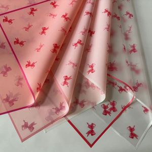 New Design 58*58cm/pcs Red Bowknot <b>Pattern</b> Printed Flower Wrapping <b>Paper</b> Waterproof Plastic Bouquet Packaging <b>Paper</b> - Product Image 3