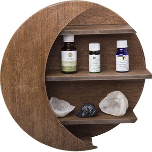 주문 시골풍 브라운 거는 나무로 되는 Celestial 달 단계 선반 - Product Image 5