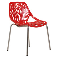 Vente en gros de meubles en maille d'acier, branche d'arbre, cadre en métal, chaise de forêt, empilable, d'accent de bouleau, chaises latérales sans accoudoirs