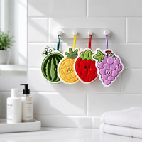 Serviette de cuisine suspendue en forme de fruit, serviettes douces avec boucle, torchon de dessin animé mignon pour le nettoyage de la salle de bain et de la cuisine