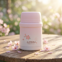 PINKAH - Termo de Acero Inoxidable de Doble Pared de 450 ml (15 oz), Recipiente para Alimentos, Lonchera con Cuchara Plegable