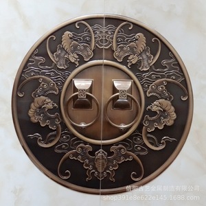 Poignées de porte en bronze antique, surface plaquée cuivre, décoration ronde, pour le centre du panneau de porte - Product Image 2