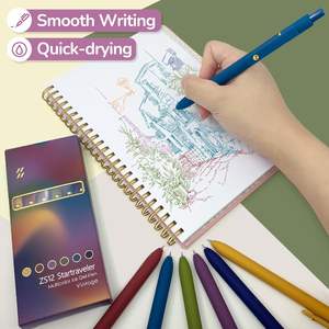 6 pezzi in oro <span class=keywords><strong>Vintage</strong></span> <span class=keywords><strong>penne</strong></span> Gel 0.5mm colorate con inchiostro colorato per il Journaling Note prendendo plastica liscia per ufficio - Product Image 4