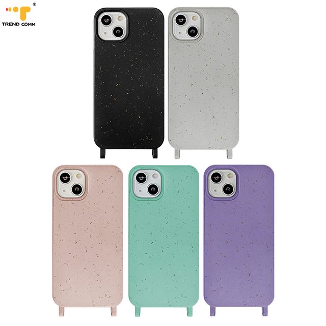 2026 ECO Friendly PLA Recycled Wheat Straw Biodegradable Cover Bag with Hook Eyelet for iPhone 11 12 13 14 Pro Max Phone Case