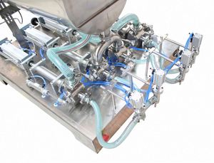 Horizontal Pneumatic Liquid Filling <b>Machine</b> 4 Nozzle Heat and Stir Paste Filler Piston Fill <b>Machine</b> - Product Image 3