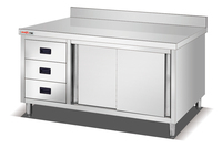 Table de travail coulissante en acier inoxydable avec tiroirs, crédence, armoire de cuisine moderne 304, panier de rangement industriel écologique