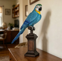 Sculpture d'oiseau en résine artisanale, peinte à la main, petite, pour intérieur, avec base, décoration d'intérieur