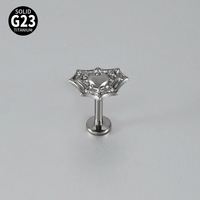 Piercing de Moda F136 G23 de Titanio Estilo Punk con Corazón y Telaraña, Barra Plana con Rosca Interna para Oreja y Labio