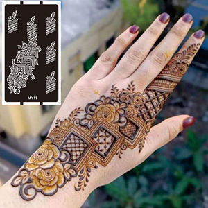 Stencil Riutilizzabili per Mehendi Indiano Fai-da-Te per Donne e Ragazze, Design per Tatuaggi Temporanei su <span class=keywords><strong>Mani</strong></span> e Avambracci, Stencil Riutilizzabili per Tatuaggi all'Henné - Product Image 1
