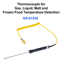 Handheld Temperature Sensor Stainless Steel Probe Durable Thermocouple for Gas Liquid Melt and Frozen Food Temperature Detection