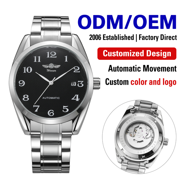T-winner Brand Original Factory Simple Male Business Stainless Steel Men Automatic Wrist Watches Custom logo Mechanical Watch