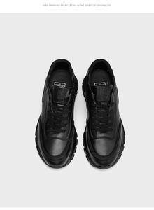 Vente en gros d'usine de chaussures pour hommes en cuir véritable printemps-automne, chaussures de sport décontractées à lacets, à semelle épaisse et à bout rond, tendance. - Product Image 2