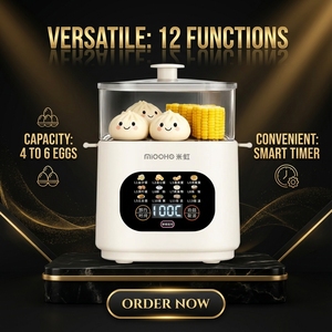 <span class=keywords><strong>Cuiseur</strong></span> à œufs électrique multifonction Miooho Mini 12 fonctions, <span class=keywords><strong>cuiseur</strong></span> <span class=keywords><strong>vapeur</strong></span> intelligent avec minuterie pour œufs, crème anglaise et petit-déjeuner - Product Image 6